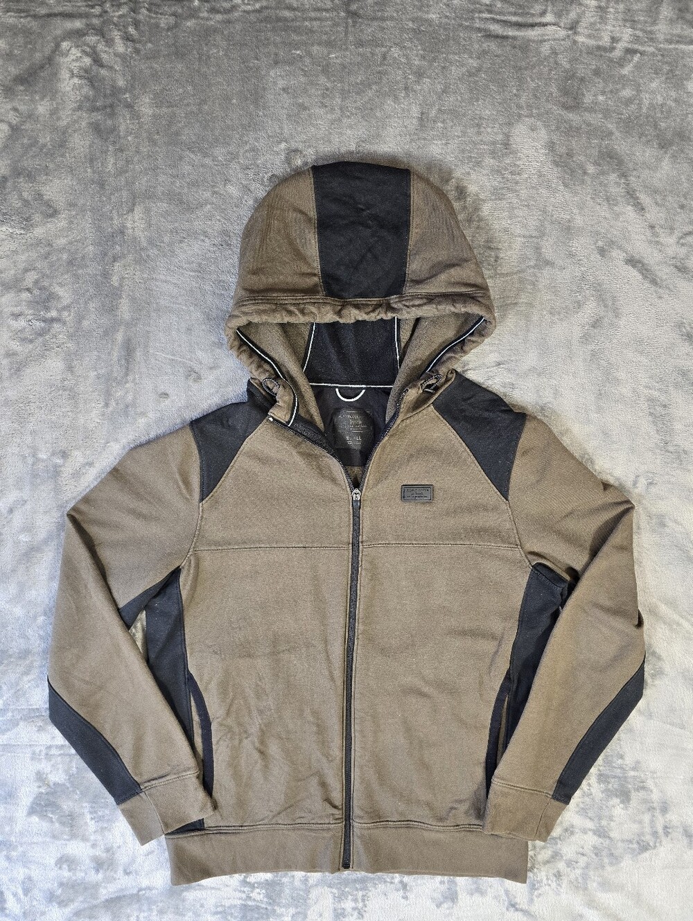 Abercrombie & Fitch Full Zip Tech Hoodie Size Small Sport Lounge Brown Black
